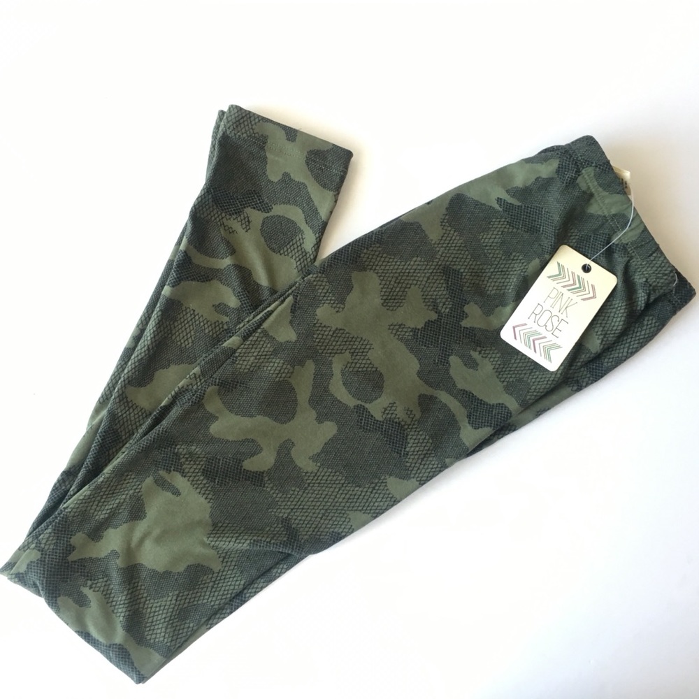 Olive Camo Skinny Cotton Leggings - XS
